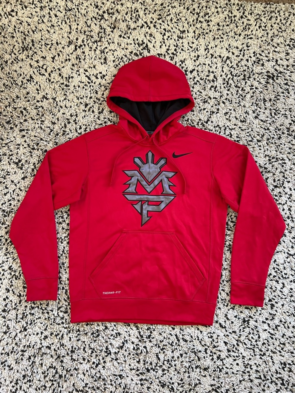 Nike Manny Pacquaio Logo Hoodie Red Therma-Fit Pullover Training Men’s Small